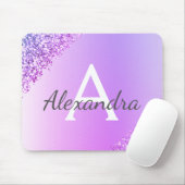 Tapis De Souris Luxe Violet Éperche Parties scintillant Nom du mon (Avec souris)