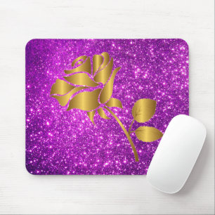 Tapis De Souris Luxueux Floral Purple Gold Parties scintillant Cad