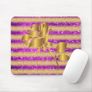 Tapis De Souris Luxueux Floral Purple Gold Parties scintillant Cad