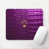 Tapis De Souris Luxueux Vivid Violet Faux Crocodile Monogramme (Avec souris)