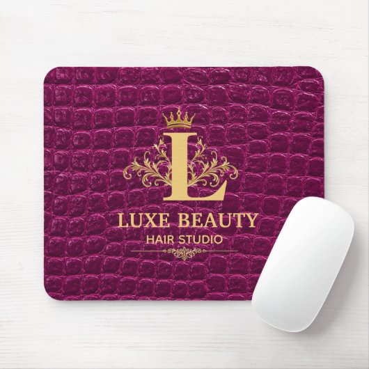 Tapis De Souris Luxury Crocodile Leather Monogram Gold Initial (Avec souris)