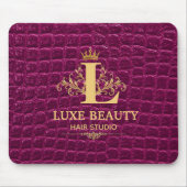 Tapis De Souris Luxury Crocodile Leather Monogram Gold Initial (Devant)