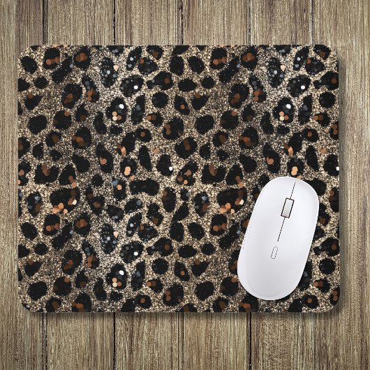 Tapis De Souris Luxury Glitter Brown Black Gold Leopard Pattern