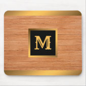 Tapis De Souris Luxury Gold Wood Moderne Monogramme (Devant)