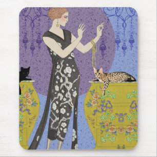 Tapis De Souris Lydia et le Bengale dans jaune et le bleu