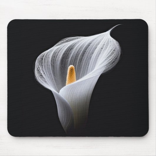 Tapis De Souris Lys Calla Blanc Sur Noir (Devant)