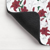Tapis De Souris Lys de Noël rouges et blancs (Coin)