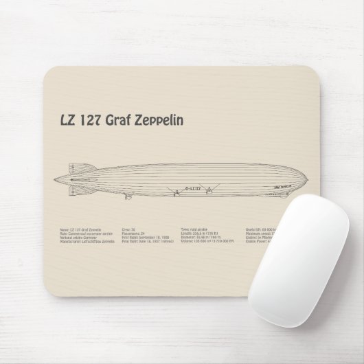 Tapis De Souris LZ 127 Graf Zeppelin - Plan directeur des navires  (Avec souris)