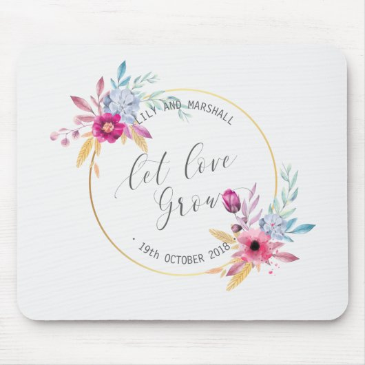 Tapis De Souris M. et Mme floraux élégants Wedding | Mousepad (Devant)