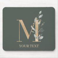 M Monogramme Floral Pad de souris personnalisée