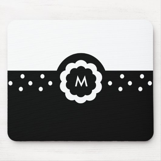 Tapis De Souris M :: Monogramme M Mousepad noir et blanc émaillé (Devant)