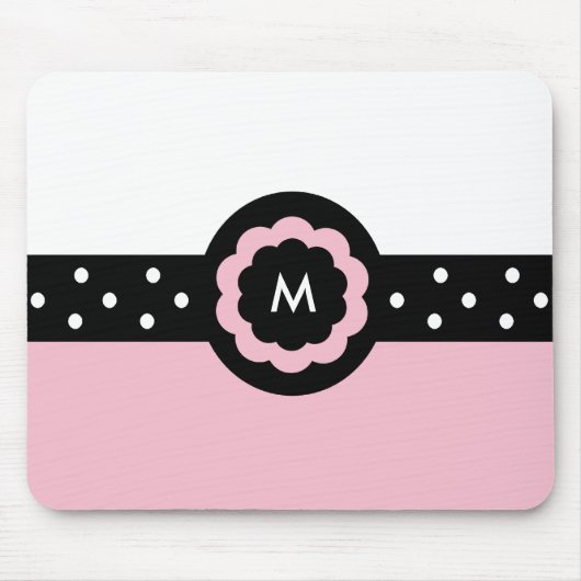 Tapis De Souris M :: Monogramme M Mousepad rose et blanc (Devant)