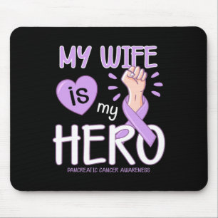 Tapis De Souris Ma Femme Est Mon Héros Pancréatique Cancer Sensibi