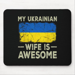 Tapis De Souris Ma femme ukrainienne est géniale Drapeau de l'Ukra