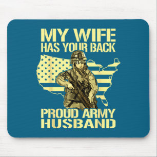 Tapis De Souris Ma femme votre dos - mari fier de l'armée militair