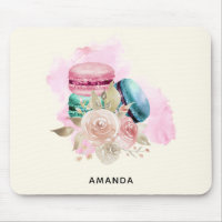 Macarons et fleurs colorés Aquarelle