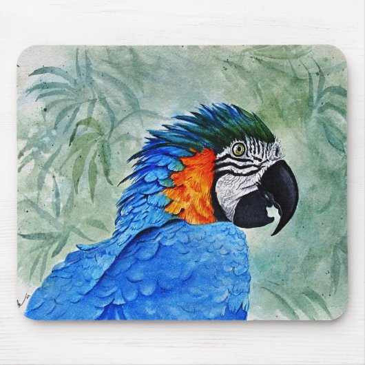 Tapis De Souris Macaw bleu et or (Devant)