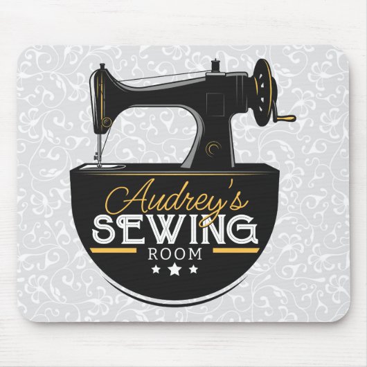 Tapis De Souris Machine à coudre antique AJOUTER LE NOM Seamstress (Devant)
