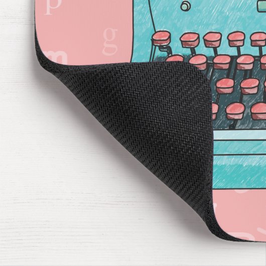 Tapis De Souris Machine à écrire bleue sur Mousepad rose (Coin)