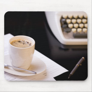 Tapis De Souris Machine à écrire et tasse de café