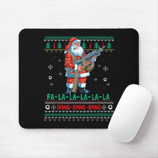 Tapis De Souris Machine Santa Claus Gun Lover Ugly Christmas Sweat (Avec souris)