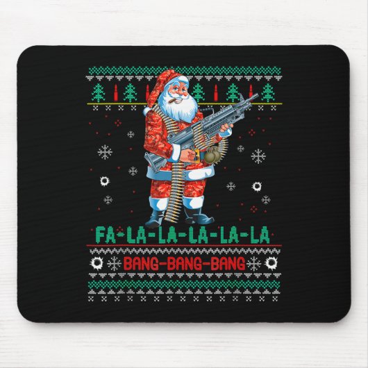 Tapis De Souris Machine Santa Claus Gun Lover Ugly Christmas Sweat (Devant)