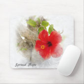 Tapis De Souris macro fleur d'hibiscus rouge (Avec souris)