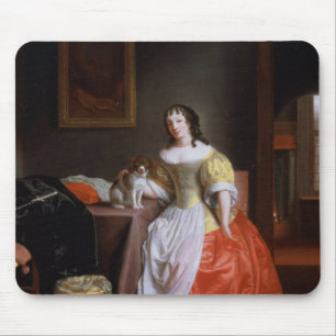 Tapis De Souris Madame dans une robe jaune et rouge