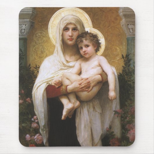 Tapis De Souris Madonna des Roses par Bouguereau (Devant)