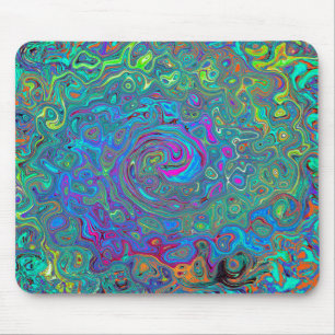 Tapis De Souris Magenta, Bleu et Vert écume de mer Retro Swirl