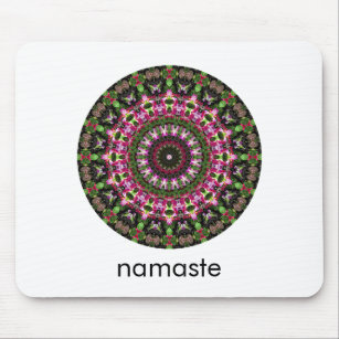 Tapis De Souris Magenta et vert ronde Mandala Art Namaste