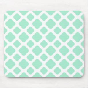 Tapis De Souris Magic Mint et White Quatrefoil Motif