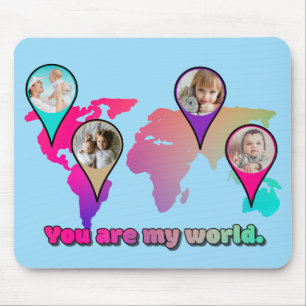 Tapis De Souris Magnifique Multicolor World Map Photo Collage