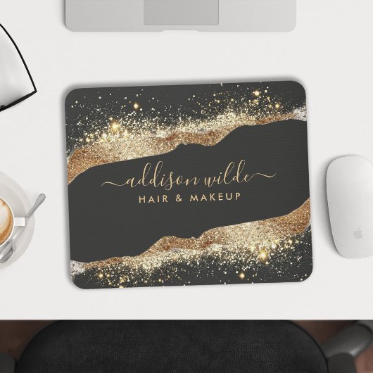 Tapis De Souris Magnifique Noir Et Or Parties scintillant Script B