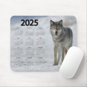 Tapis De Souris Magnifique Wolf en bois 2025 Calendrier (Avec souris)
