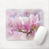 Tapis De Souris Magnolia rose-pourpre en floraison - Fleur de prin (Avec souris)
