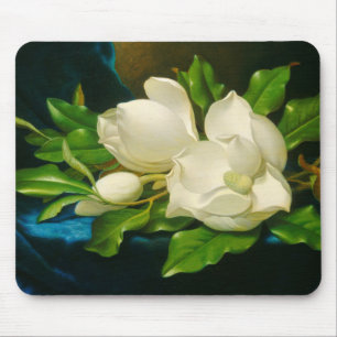 Tapis De Souris Magnolias géant sur un tissu de velours bleu (tête