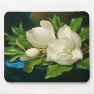 Tapis De Souris Magnolias géantes sur un tissu bleu de velours