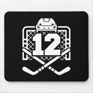 Tapis De Souris Maillot numéro 12 de hockey drôle de joueur de hoc