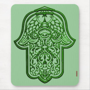 Tapis De Souris Main de henné de Hamsa (vert)