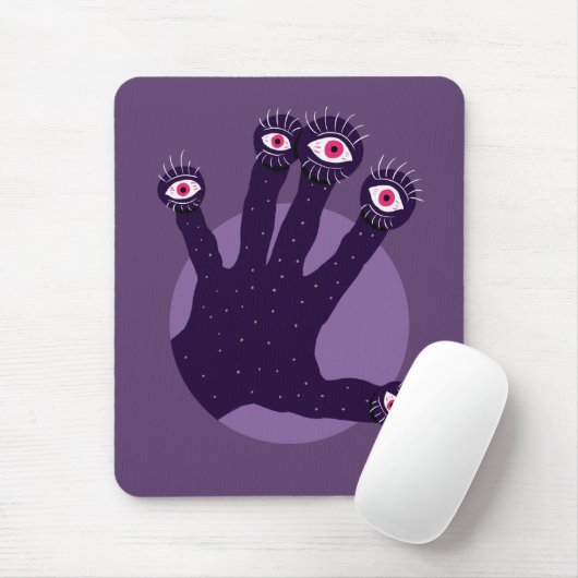 Tapis De Souris Main déplaisante Horreur avec yeux (Avec souris)