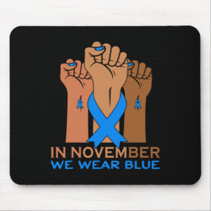 Tapis De Souris Main En Novembre Nous Portons Blue Diabetes Sensib
