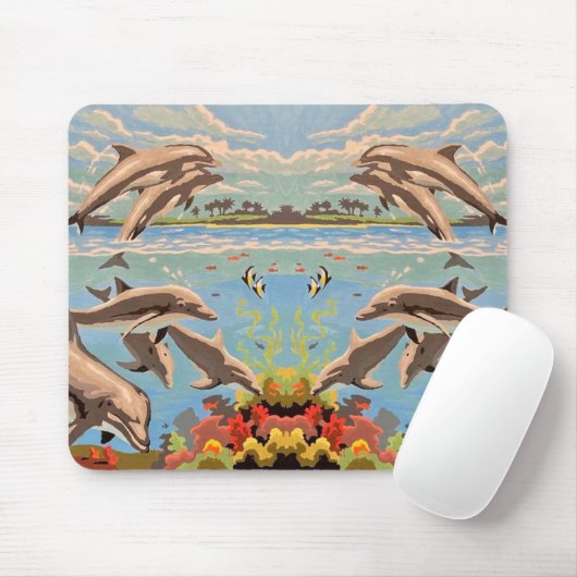 Tapis De Souris Main Painted by Number | Dolphins | (Avec souris)