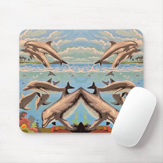 Tapis De Souris Main Painted by Number | Dolphins | (Avec souris)