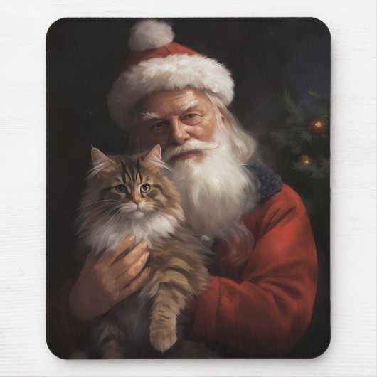 Tapis De Souris Maine Coon avec Noël Festif du Père Noël (Devant)