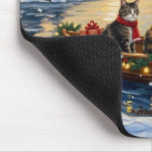 Tapis De Souris Maine Coon Cat Christmas Boat Holiday (Coin)