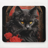 Tapis De Souris Maine Coon chat avec fleurs (Devant)