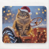 Tapis De Souris Maine Coon Christmas Cat On an Old Tractor (Devant)