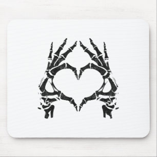 Tapis De Souris Mains de coeur de squelette - Halloween - Mains de