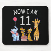 Tapis De Souris Maintenant j'ai 11 ans 11e anniversaire au zoo (Devant)